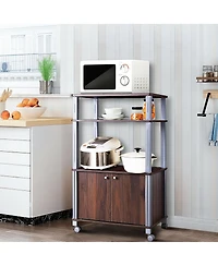 Sugift Multifunctional Rolling Kitchen Baker s Rack with 2-Tier Shelf and Cabinet