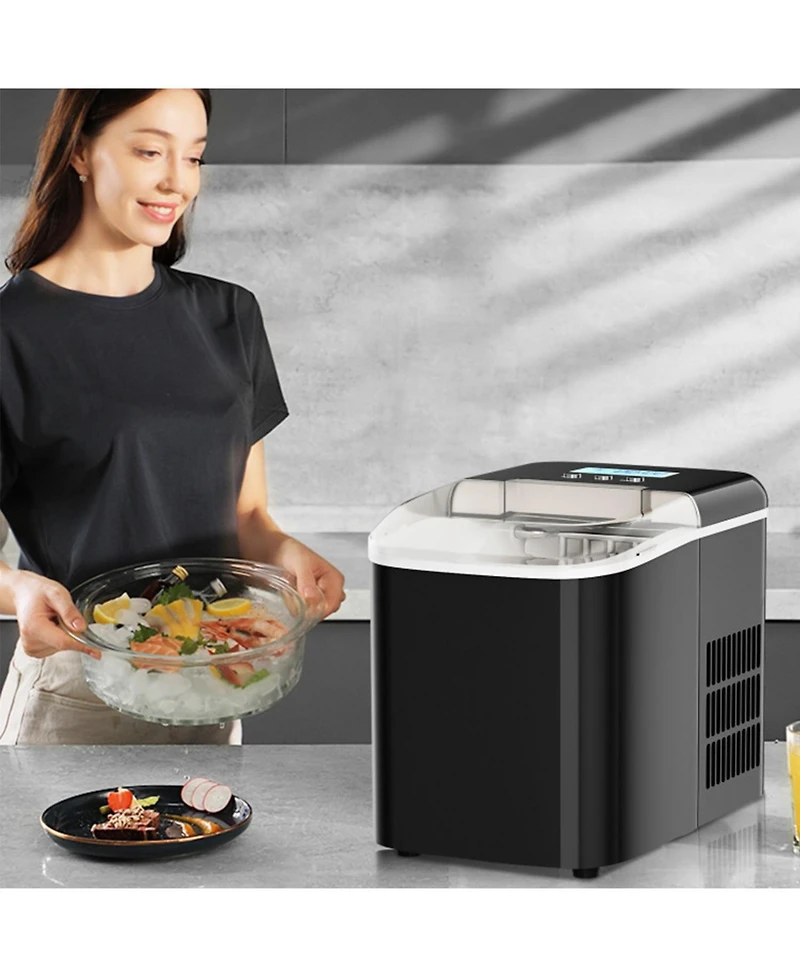 Sugift 26 lbs Countertop Lcd Display Ice Maker with Ice Scoop