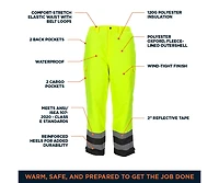 RefrigiWear Men's HiVis Insulated Waterproof Pants - High Visibility, Warm, Durable Workwear
