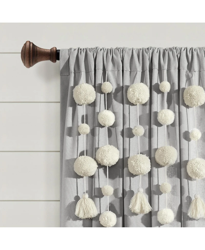Lush Decor Boho Pom Tassel Linen Window Curtain Panel