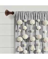 Lush Decor Boho Pom Tassel Linen Window Curtain Panel