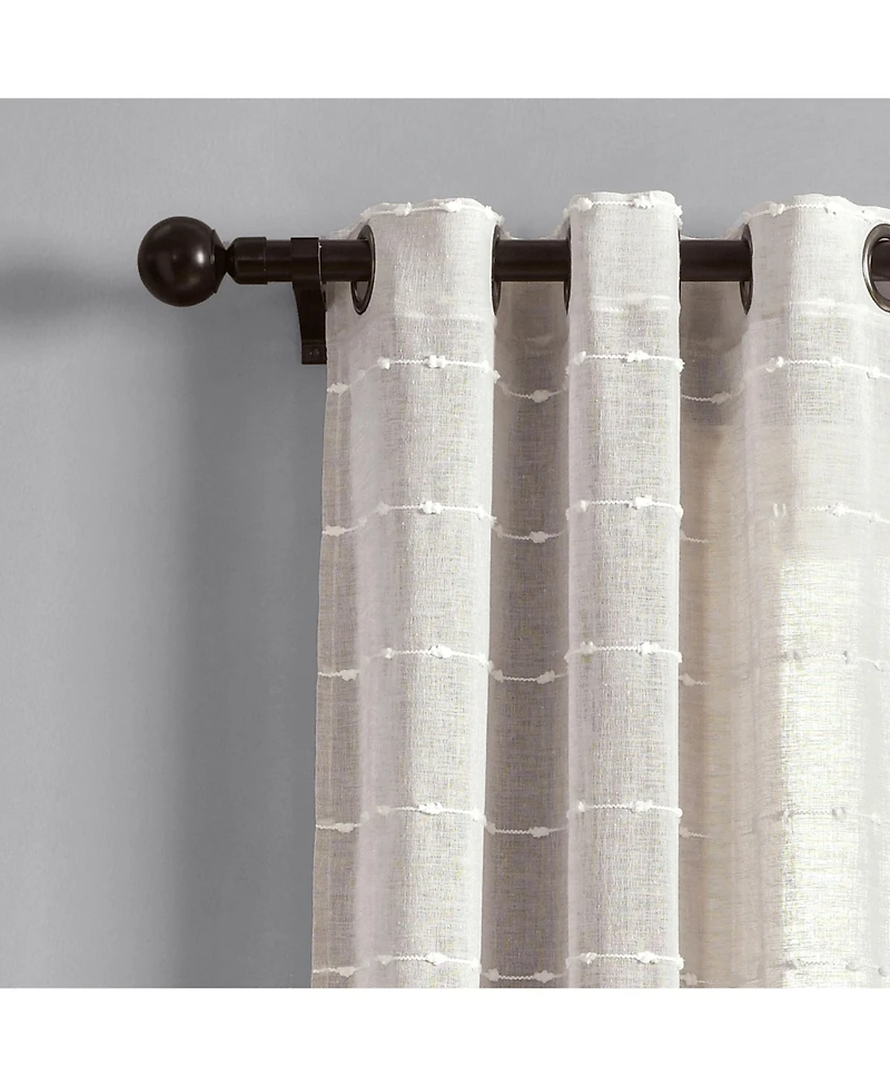 Lush Decor Farmhouse Textured Grommet Sheer Window Curtain Panels