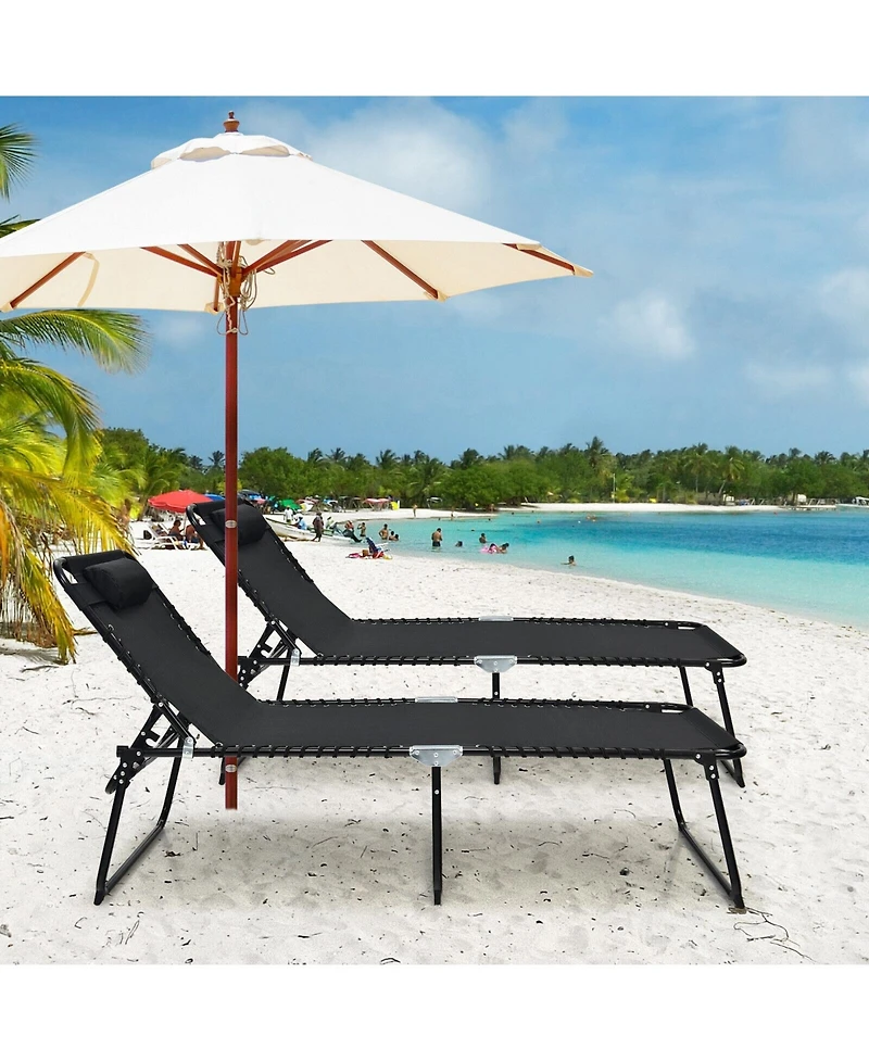 Slickblue 4 Position Folding Lounge Chaise with Adjustable Backrest and Footrest