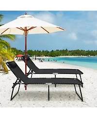 Slickblue 4 Position Folding Lounge Chaise with Adjustable Backrest and Footrest