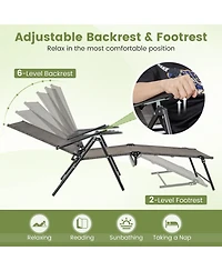 Slickblue 2 Piece Patio Folding Chaise Lounge Chairs Recliner with 6-Level Backrest