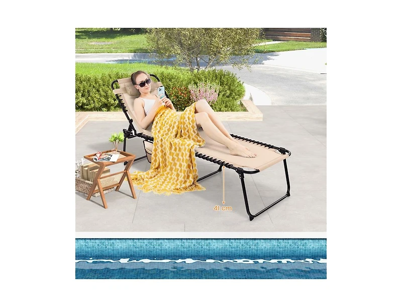 Slickblue Foldable Recline Lounge Chair with Adjustable Backrest and Footrest