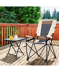 Gymax Camping Folding Chair w/ Cup Holder 330 Lbs Load Capacity for Picnic Camping