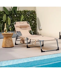 Slickblue Folding Beach Lounge Chair with Pillow for Outdoor
