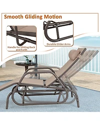 Slickblue Outdoor Chaise Lounge Glider Chair with Armrests and Pillow