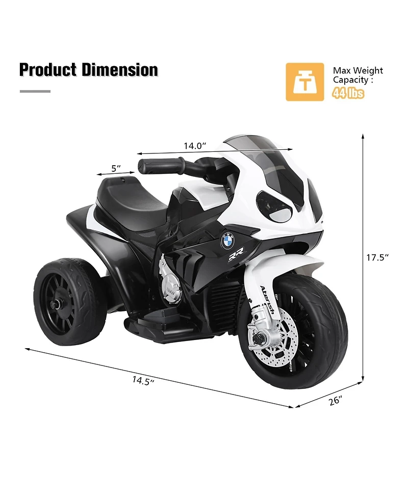 Slickblue 6V Kids 3 Wheels Riding Bmw Licensed Electric Motorcycle