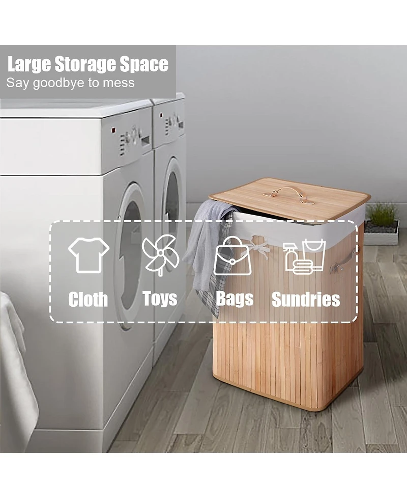 Slickblue 19-Gallon Rectangular Laundry Basket Clothes Hamper with Handles and Lid