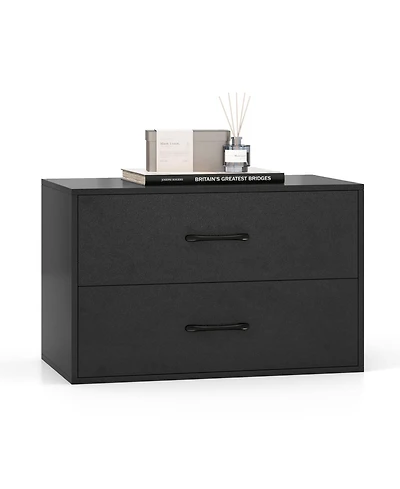 Stackable 2-Drawer Storage Cabinet with Handles for Entryway or Office Use