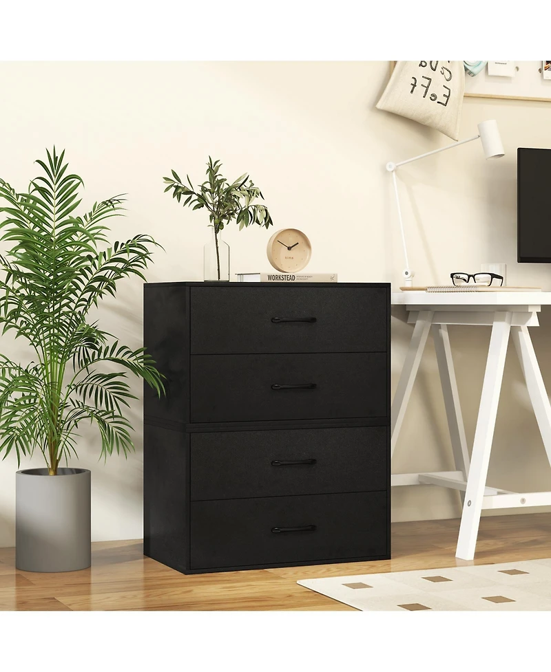 Stackable 2-Drawer Storage Cabinet with Handles for Entryway or Office Use