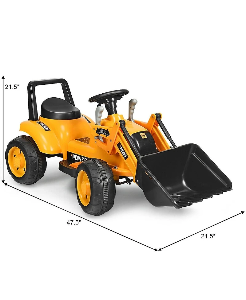 Slickblue Kids Ride On Excavator Digger 6V Battery Powered Tractor -Yellow