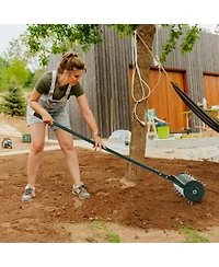 Slickblue Manual Lawn Aerator with Detachable Handle Filled Sand or Stone
