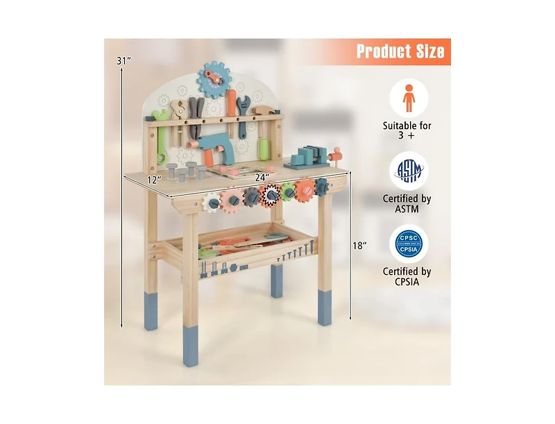 Slickblue Kids Play Tool Workbench with Realistic Accessories
