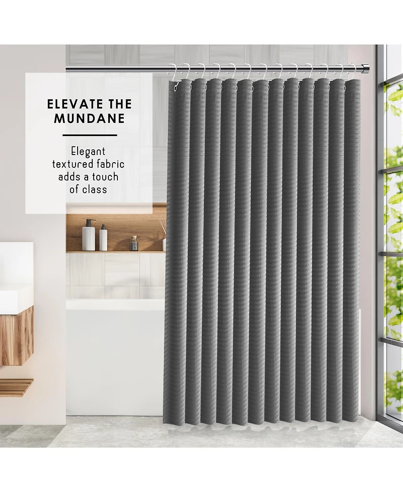 Clara Clark Heavy Duty Fabric Water-resistant Shower Curtains - Waffle Design 72"x72"