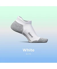 Feetures Men's Elite Max Cushion No Show Tab Ankle Socks - Sport Sock with Targeted Compression - New White