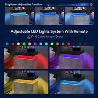 Simplie Fun Nightstand Led Bedside Table Cabinet Lights Modern End Side With 2 Drawers For Bedroom (Gray)