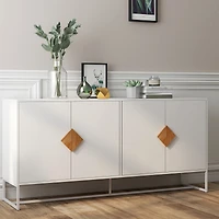 Solid Wood Special Shaped Square Handle Design With 4 Doors And Double Storage Sideboard
