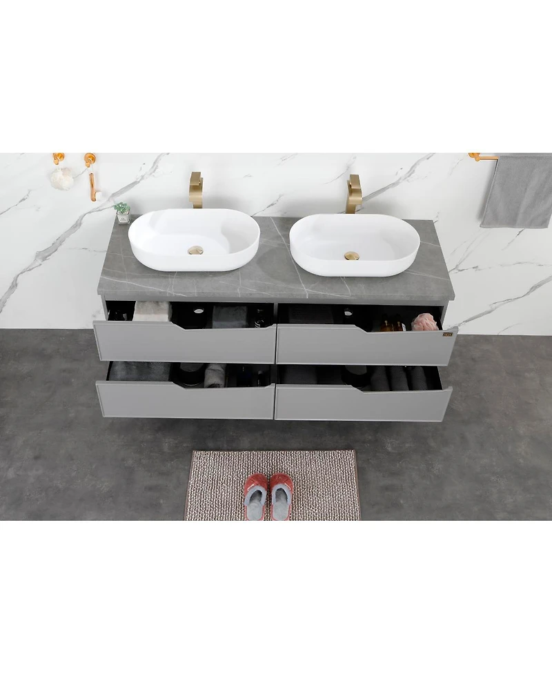 Streamdale Modern Oval White Vessel Bathroom Sink 24x14x5.5"