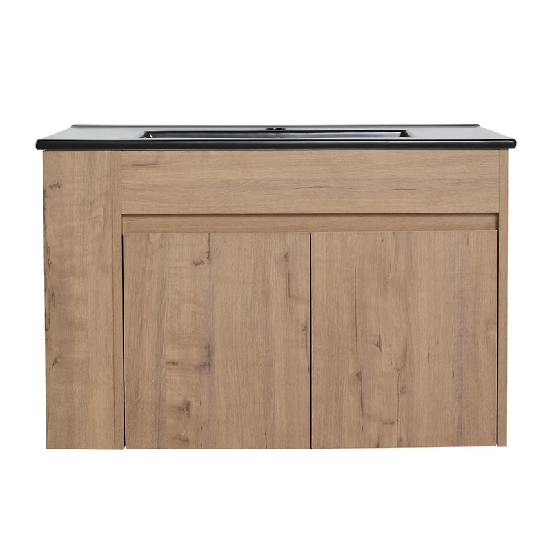 Streamdale 30 Inch Bathroom Vanity With Black Ceramic Basin And Adjust Open Shelf