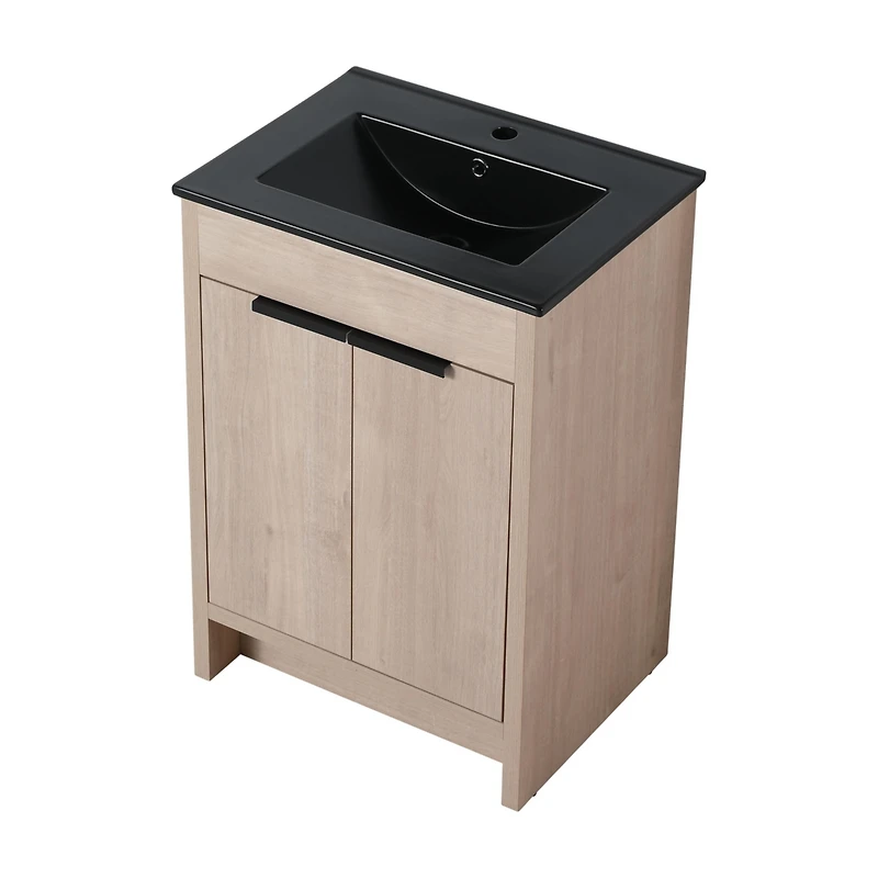 Streamdale 24" Freestanding Vanity with Ceramic Sink & Soft-Close Doors
