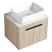 Simplie Fun 24" Modern Design Float Bathroom Vanity With Ceramic Basin Set