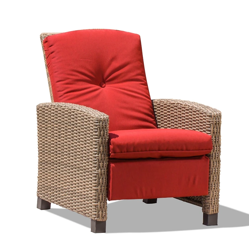 Streamdale All-Weather Wicker Recliner with Red Cushion (1 Chair)