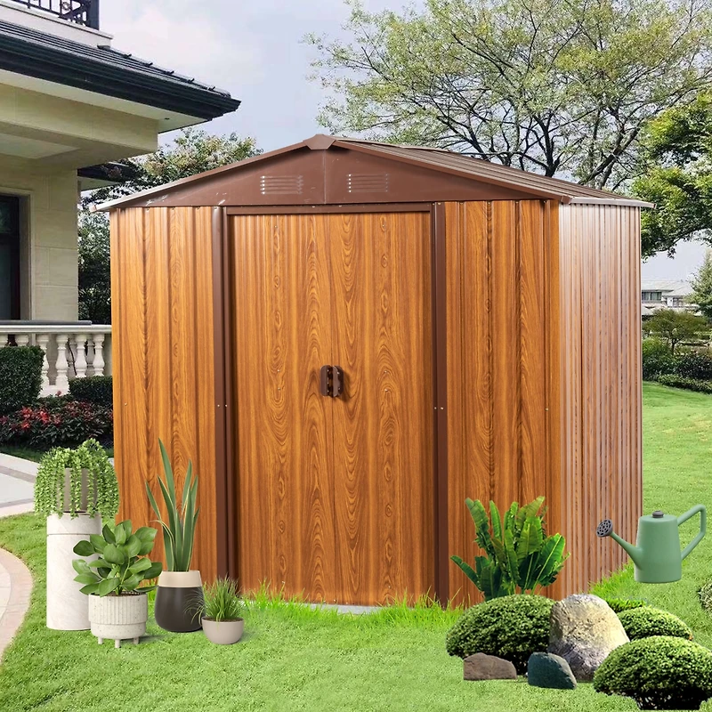 Streamdale 6x6 Metal Storage Shed with Wood Grain Horizontal Siding