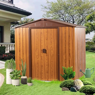 Streamdale 6x6 Metal Storage Shed with Wood Grain Horizontal Siding
