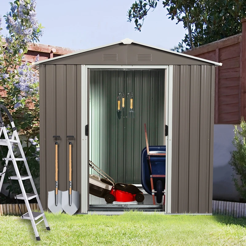 Streamdale 6FT X 5FT Outdoor Metal Storage Shed Gray