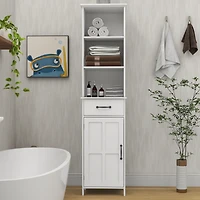 Floor Standing Cabinet With 1 Door And 1 Drawer - White