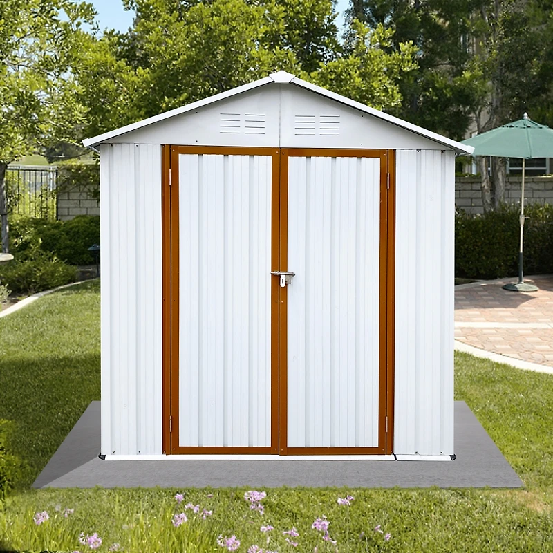 Streamdale Outdoor Storage Sheds 4FTx6FT Apex Roof White+Yellow