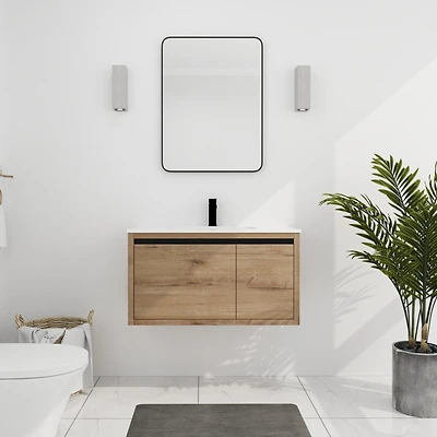 Streamdale 36 Inch Wall Mounted Bathroom Vanity With Gel Sink