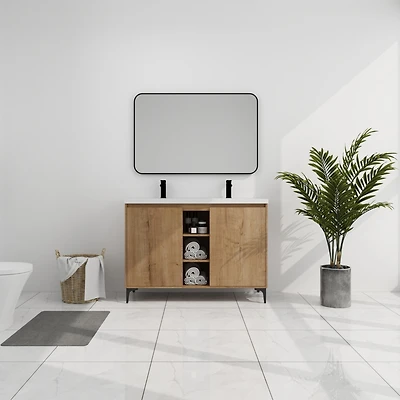 Streamdale 48" Freestanding Vanity with Double Sink and Soft-Close Hinges