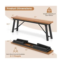 Slickblue Folding Picnic Bench Set Rectangular Acacia Wood Dining Camping Bbq Benches