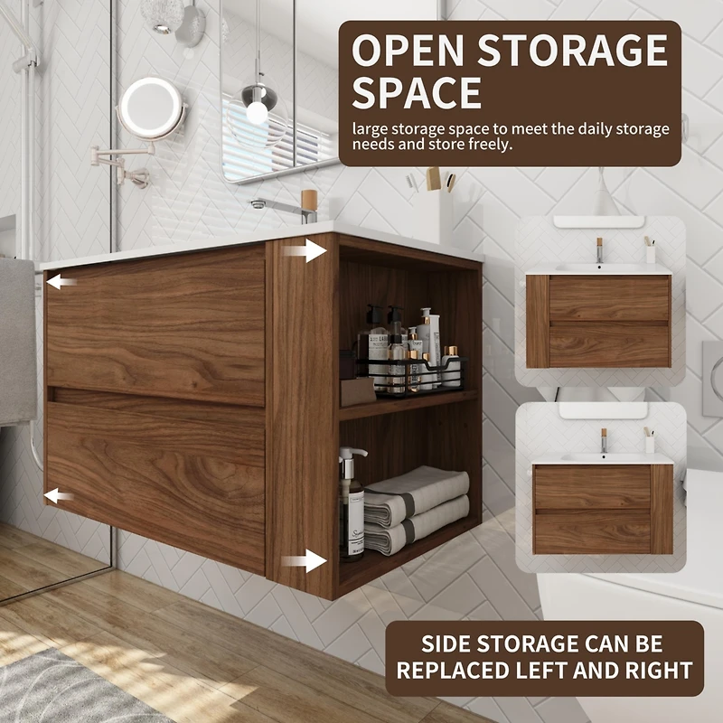 Streamdale 30" Wall Mounting Bathroom Vanity With Gel Sink
