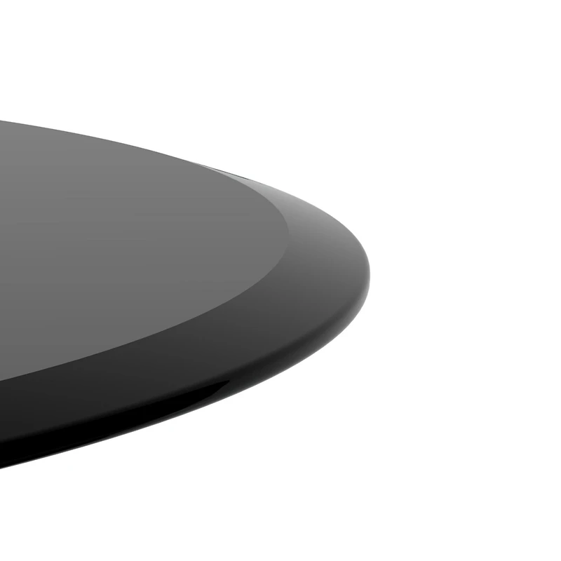 Streamdale Furniture 38.6" Inch Round Tempered Glass Table Top Black Glass 1/2" Inch Thick Beveled Polished Edge