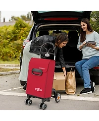 Folding Shopping Cart Utility Hand Truck with Rolling Swivel Wheels, Removable Bag & Cozy Handle