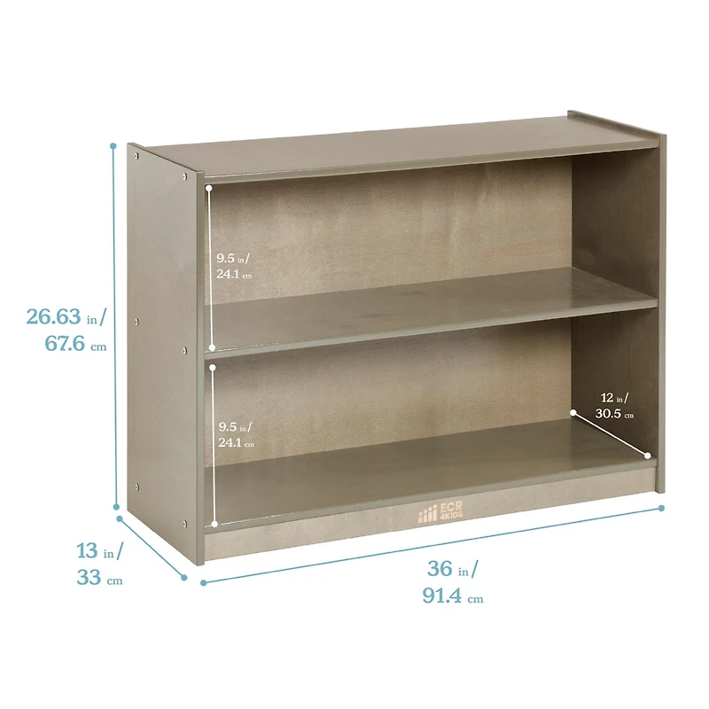 ECR4Kids 2-Shelf Mobile Storage Cabinet, White Wash
