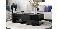 Simplie Fun Modernist Glass-Wood Center Table