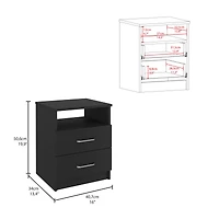 Streamdale Napoles Nightstand, Superior Top, Two Drawers, One Shelf - White
