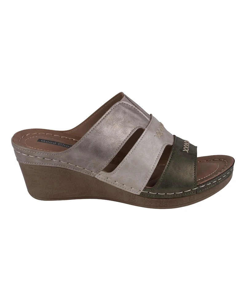 Gc Shoes Women's Delores Triple Band Wedge Sandals
