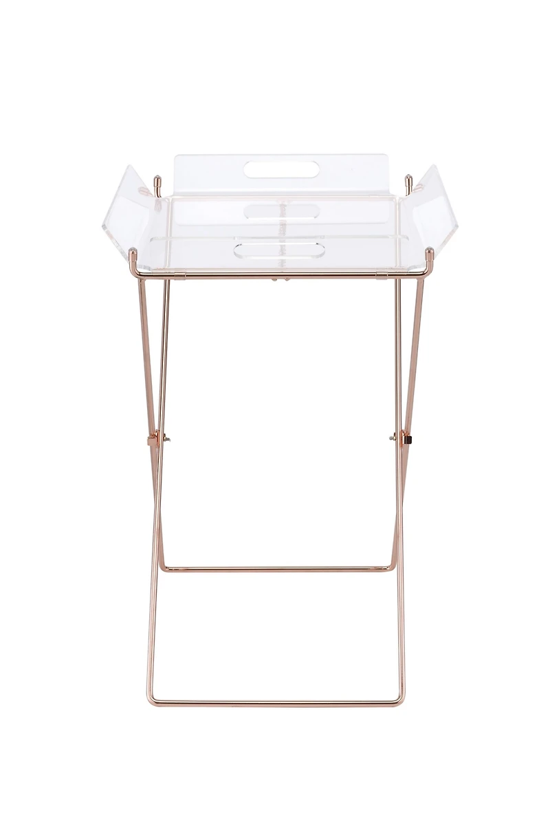 Simplie Fun Cersei Tray Table In Clear Acrylic & Copper