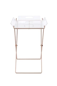 Simplie Fun Cersei Tray Table In Clear Acrylic & Copper
