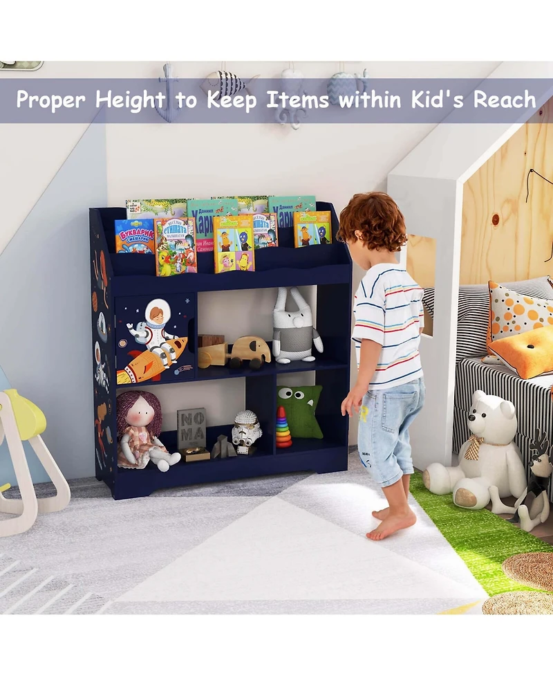 Toy Storage Organizer Display Stand 3-In-1 Kids Shelf with Book