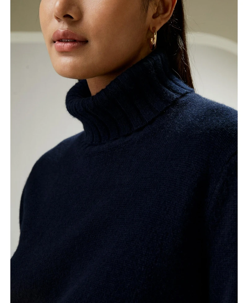 Lilysilk Women's Turtleneck Sweater with Rib Hemline