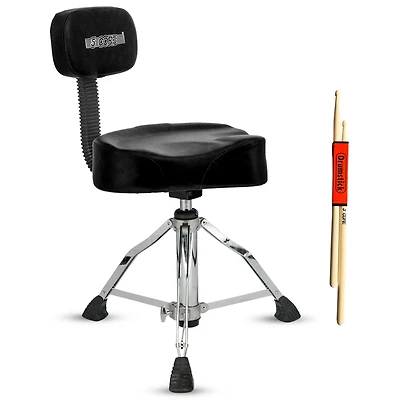 5 Core Drum Throne with Backrest Thick Padded Adjustable Guitar Stool Motorcycle Style Saddle Music Chair Seat for Adult Drummers