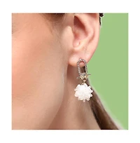 Sohi Women's Silver Snowball Drop Earrings